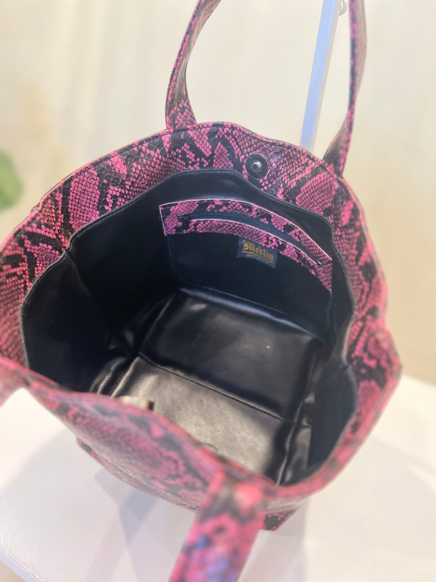 Vegan Snakeskin Handle Bag