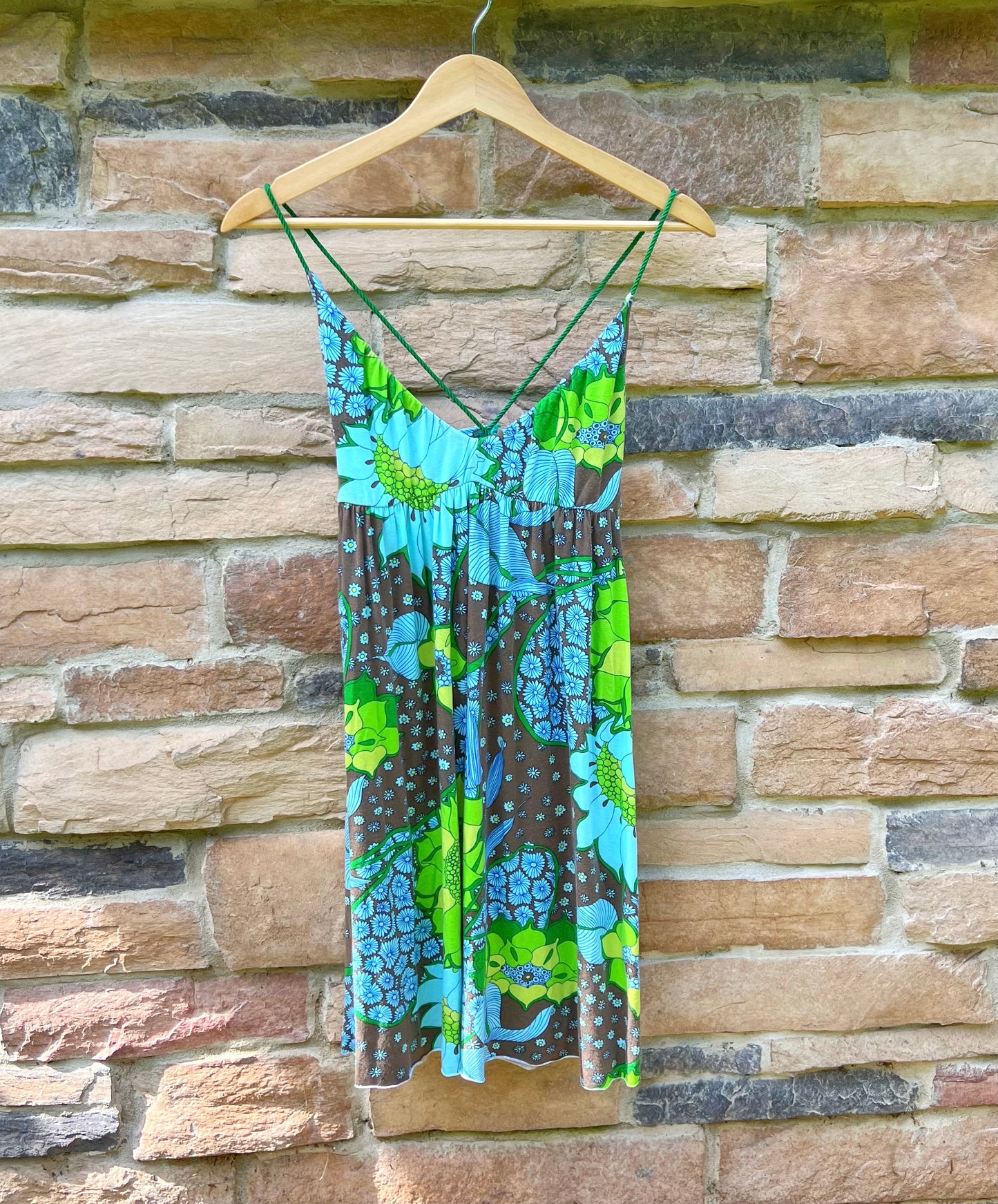 Vintage Free People Turquoise Flower Dress