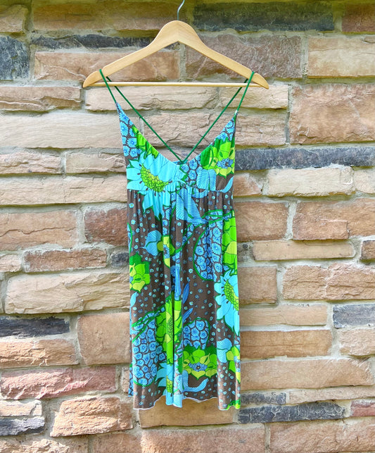 Vintage Free People Turquoise Flower Dress