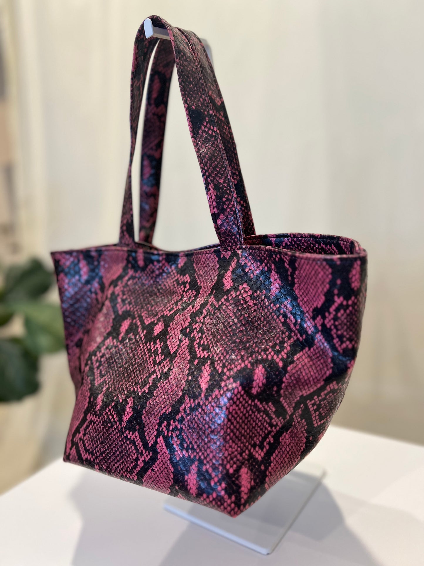 Vegan Snakeskin Handle Bag