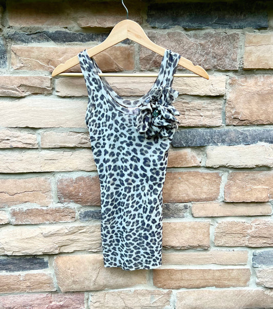 Leopard Flower Appliqué Top