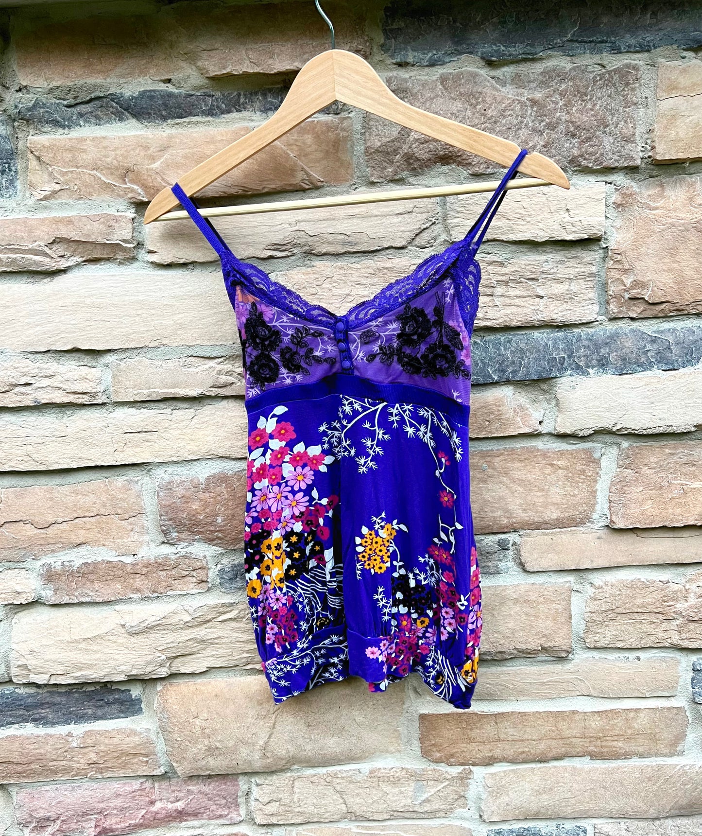 Vintage Free People Floral Lace Tank