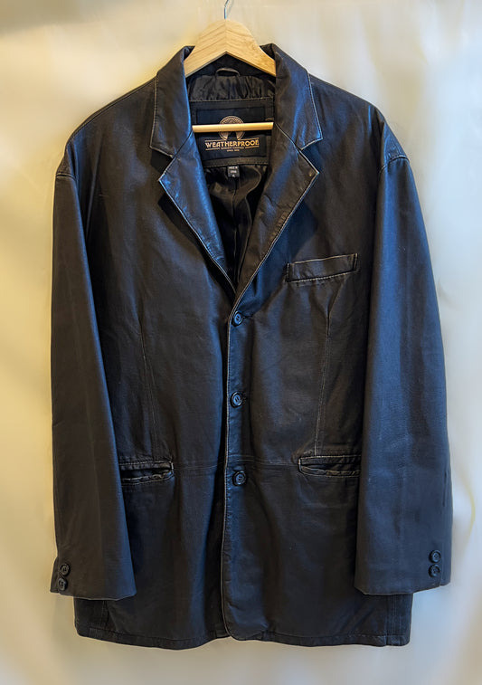 Distressed Leather Blazer, 1990s | $68